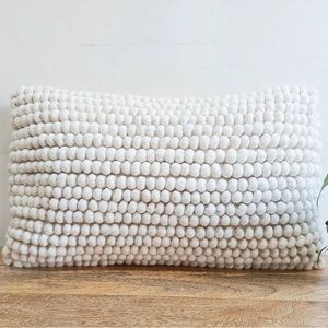 Natural Wool Lumbar Cushion Cover 20" x 12" × 1 - Ivory